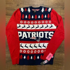 New England Men’s Red & Navy Holiday Sweater